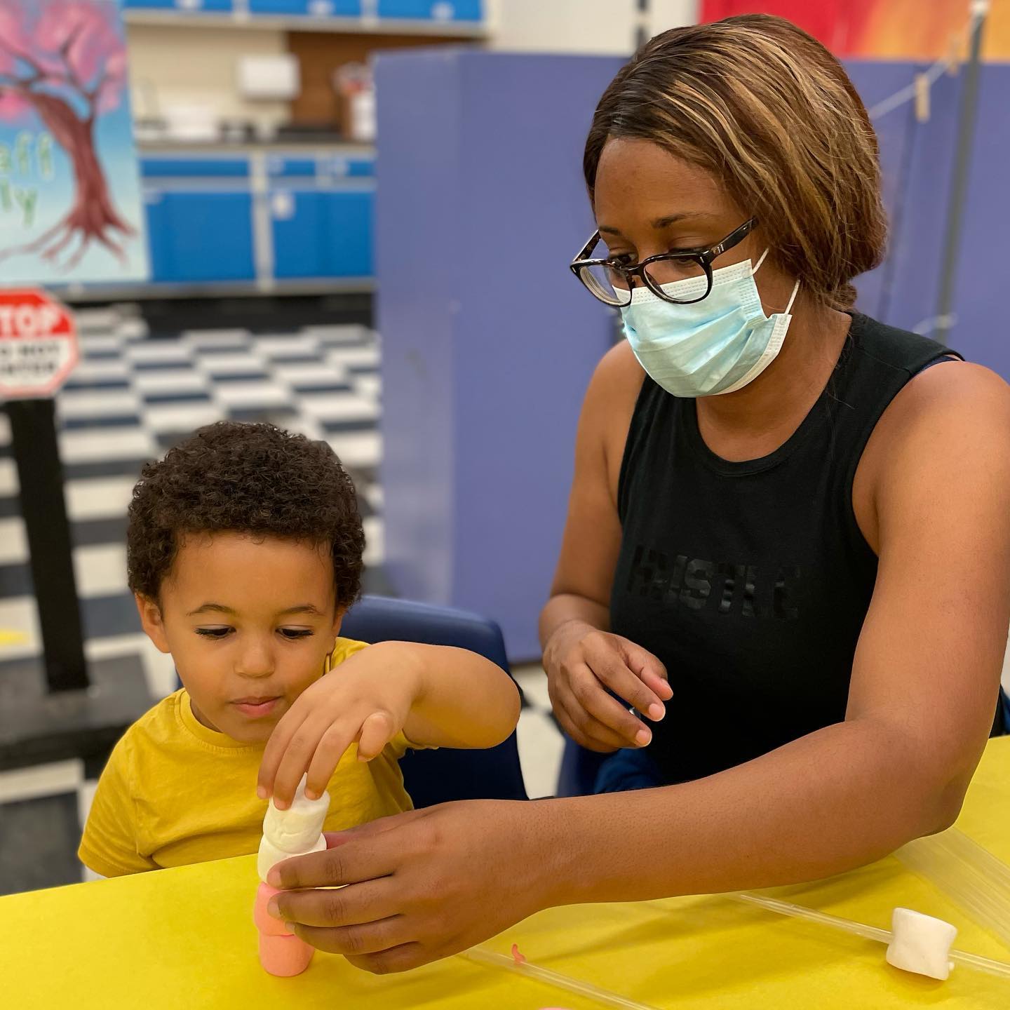 marshmallow kid and mom