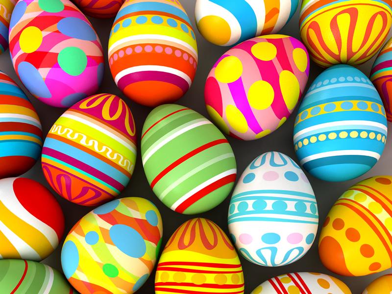 a group of colorful easter eggs
