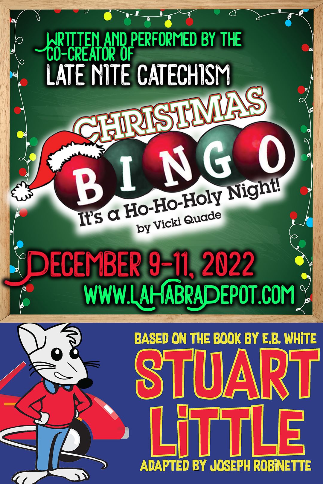 posters for Holiday Bingo & Stuart Little shows